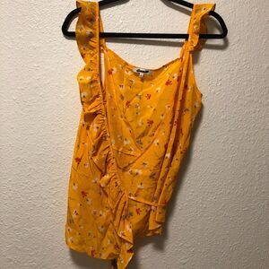 No offers madewell 100% silk blouse small wrap orange floral thin ruffled da